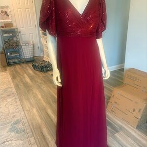 Glamorous Burgundy Sequin Maxi Dress by Unithorse wine color sz xl